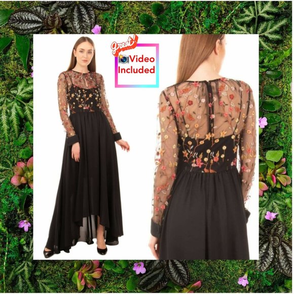 $1,695 NWT MIKAEL AGHAL‎ 6 Small Lace Floral Embroidered Long Sleeve Long Dress - Picture 10 of 12